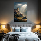 Picturesque landscape Old village Castle Background Mountains Tranquility