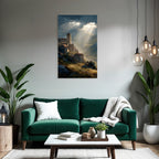 Picturesque landscape Old village Castle Background Mountains Tranquility