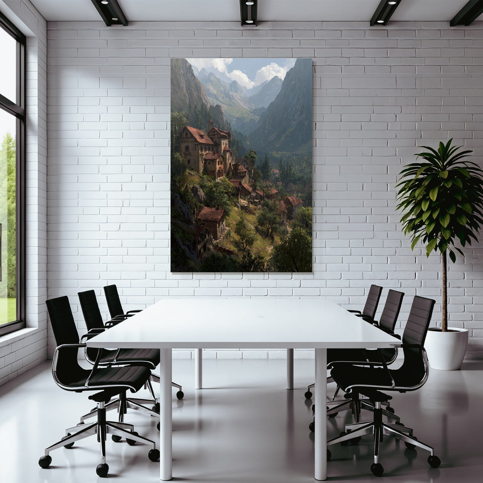 Picturesque landscape Mountain Village Stone buildings Terracotta roofs