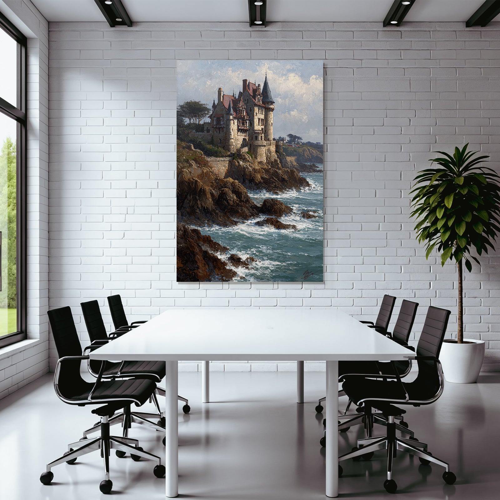 Picturesque castle on rocks above the ocean