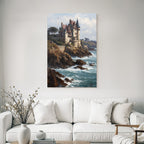 Picturesque castle on rocks above the ocean
