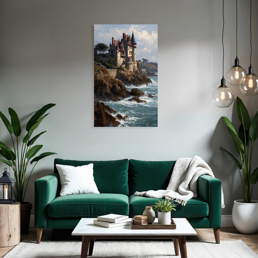 Picturesque castle on rocks above the ocean