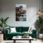 Picturesque castle on rocks above the ocean