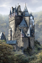 Malerisches Schloss Mit Spitzen Umgeben Von Grünem Landschaft | Scloesser und Burgen | Architektur
