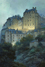 Mittelalterliche Burg Mit Dunklen Dächer Und Beleuchteten Fenstern | Scloesser und Burgen | Architektur
