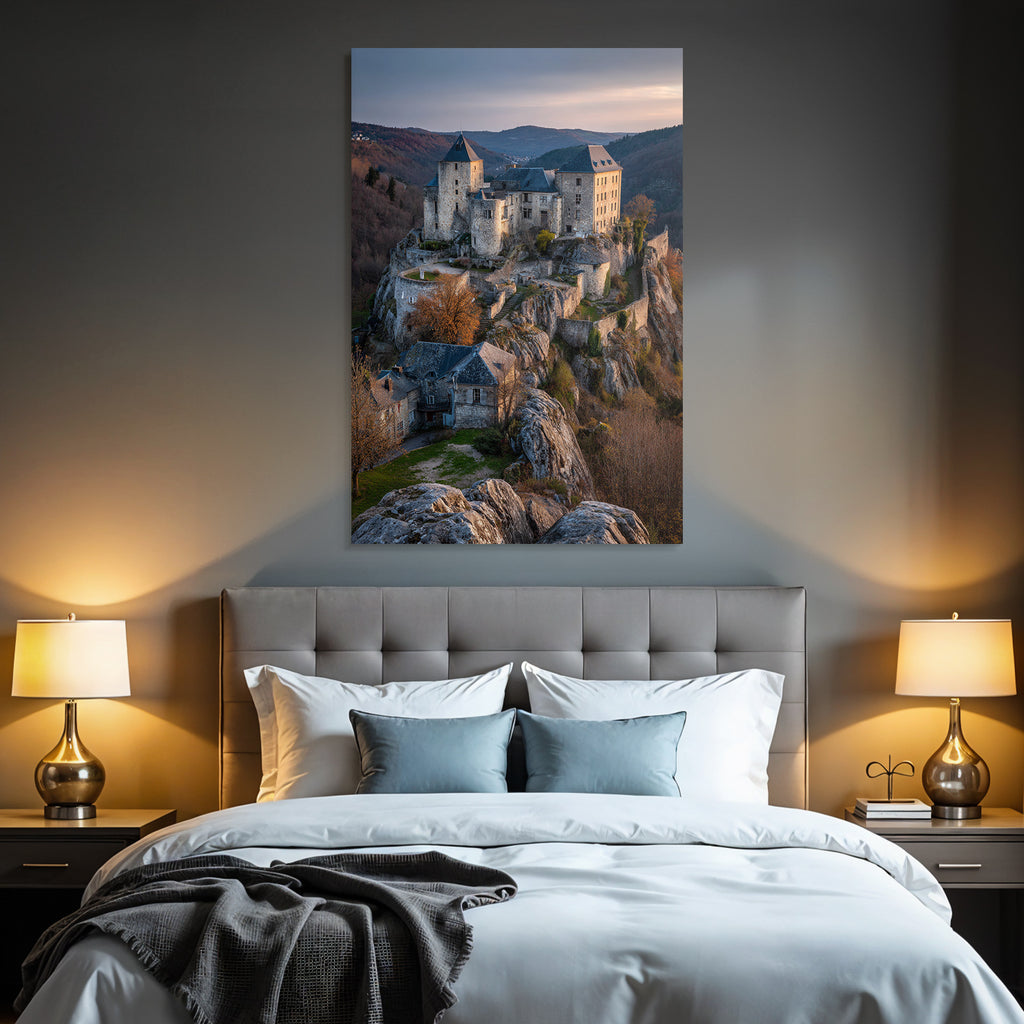 Medieval Castle on Rock at Dusk