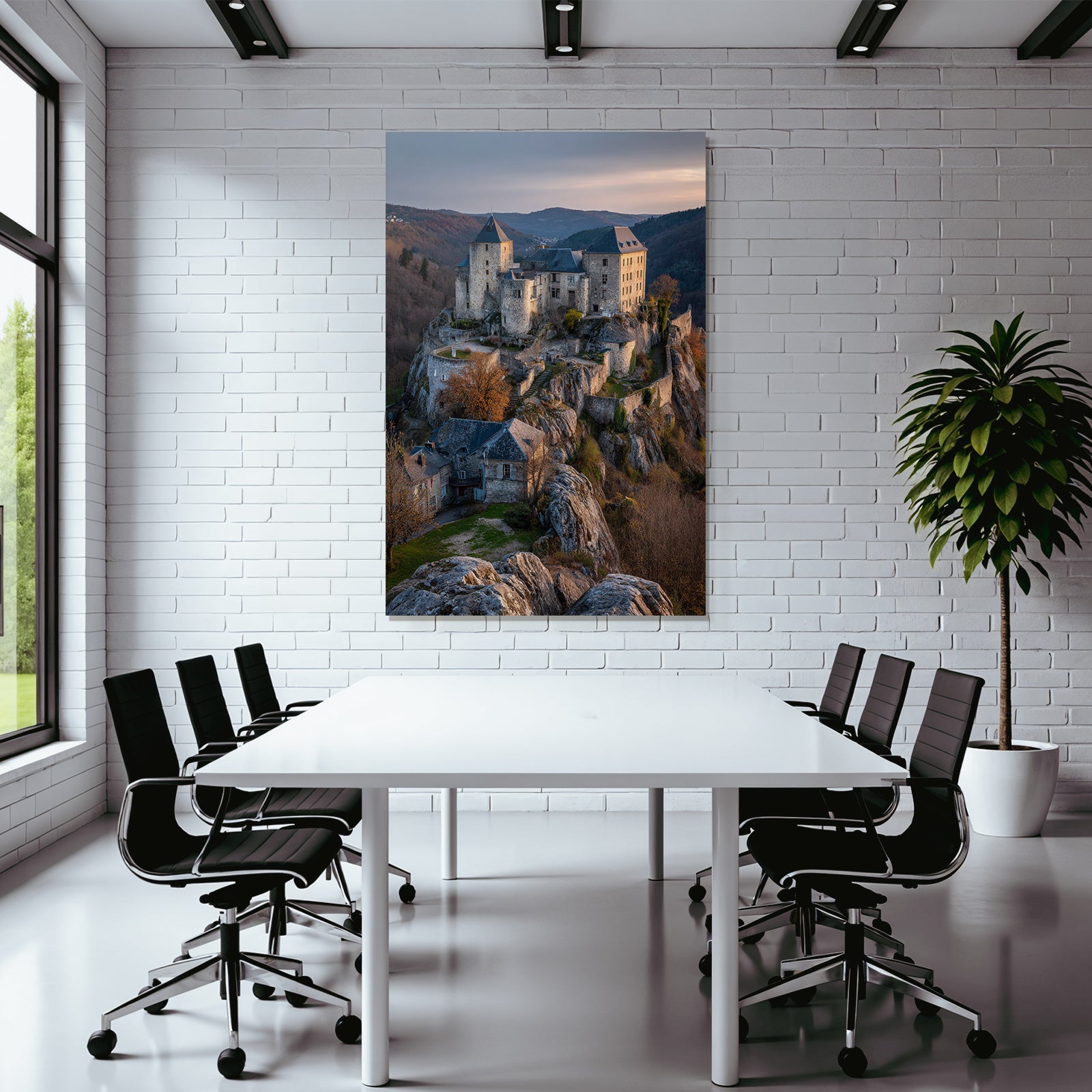 Medieval Castle on Rock at Dusk