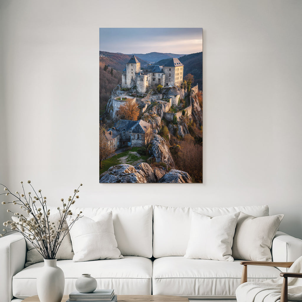 Medieval Castle on Rock at Dusk