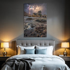 Romantic Castle By The Sea With Rainbow Background