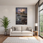 Romantic Castle By The Sea With Rainbow Background
