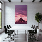 Dreamy castle on an island with dramatic skies