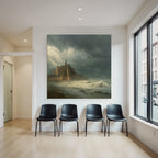 Dramatic Landscape With Castle And Stormy Water