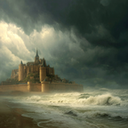 Dramatische Landschaft Mit Burg Und Sturmischem Wasser | Scloesser und Burgen | Architektur