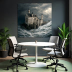 Dramatic Castle Scenes Between Waves and Stormy Sky