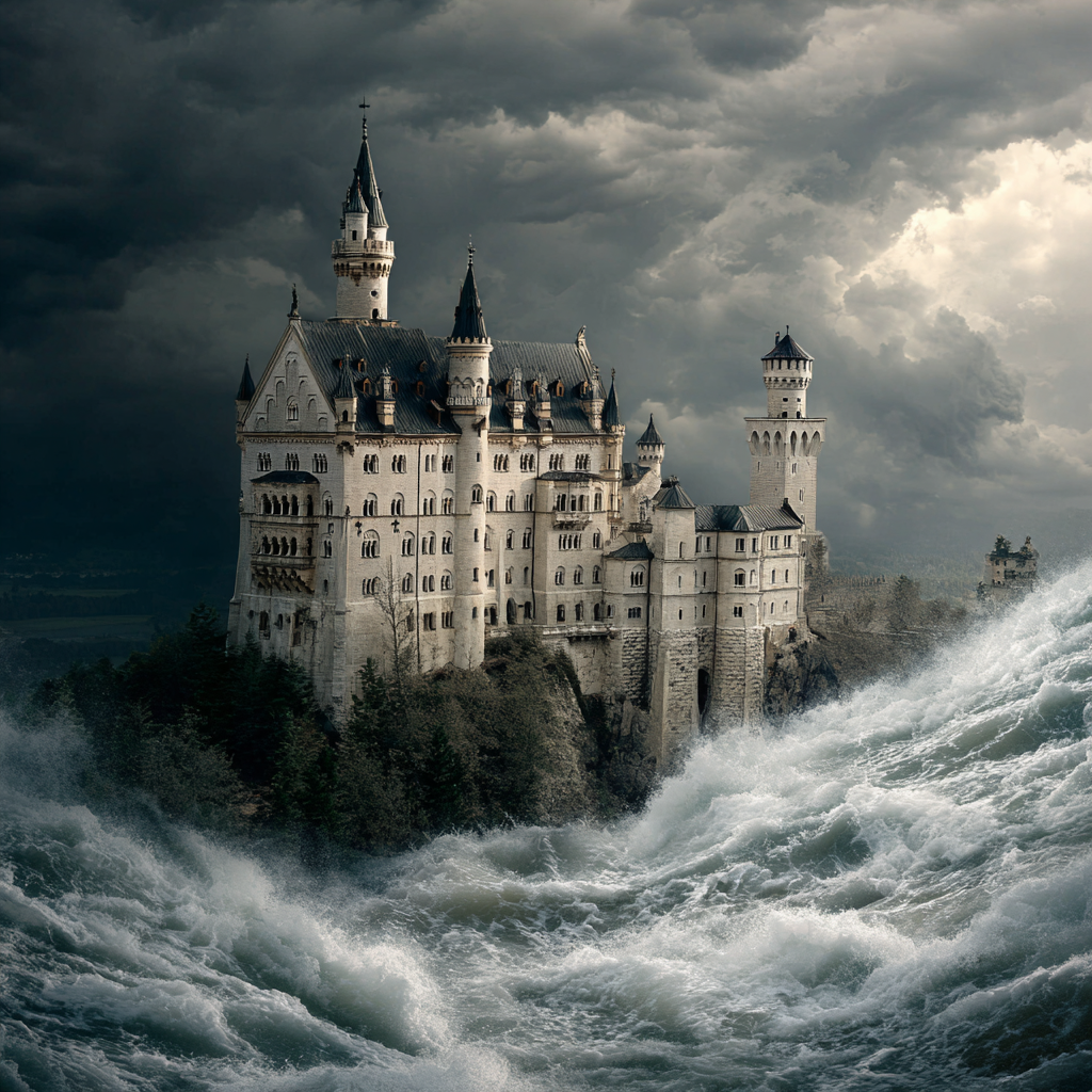 Dramatische Schloss Szenen Zwischen Wellen Und Stormhimmel | Scloesser und Burgen | Architektur
