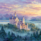Fantasieschloss Mit Mountains Und See Im Hintergrund | Scloesser und Burgen | Architektur