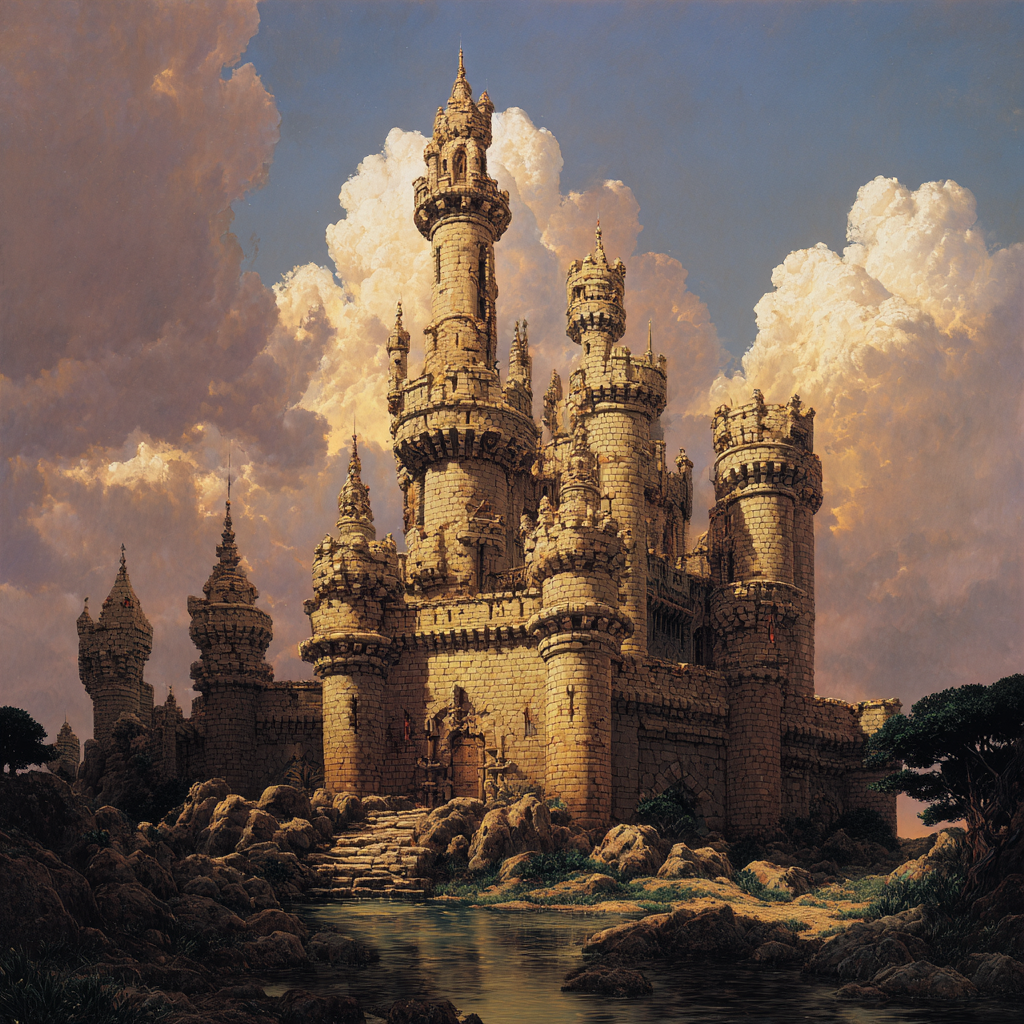 Grosser Castel Mit Türmen Und Bewölktem Himmel | Scloesser und Burgen | Architektur