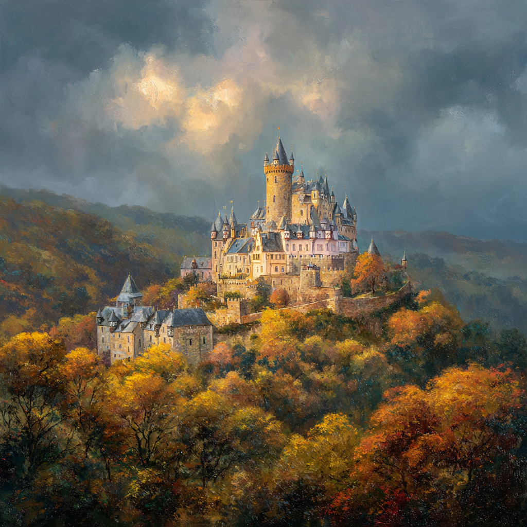 Malerische Burg Im Herbstlichen Landschaft Mit Beeindruckendem Himmel | Scloesser und Burgen | Architektur