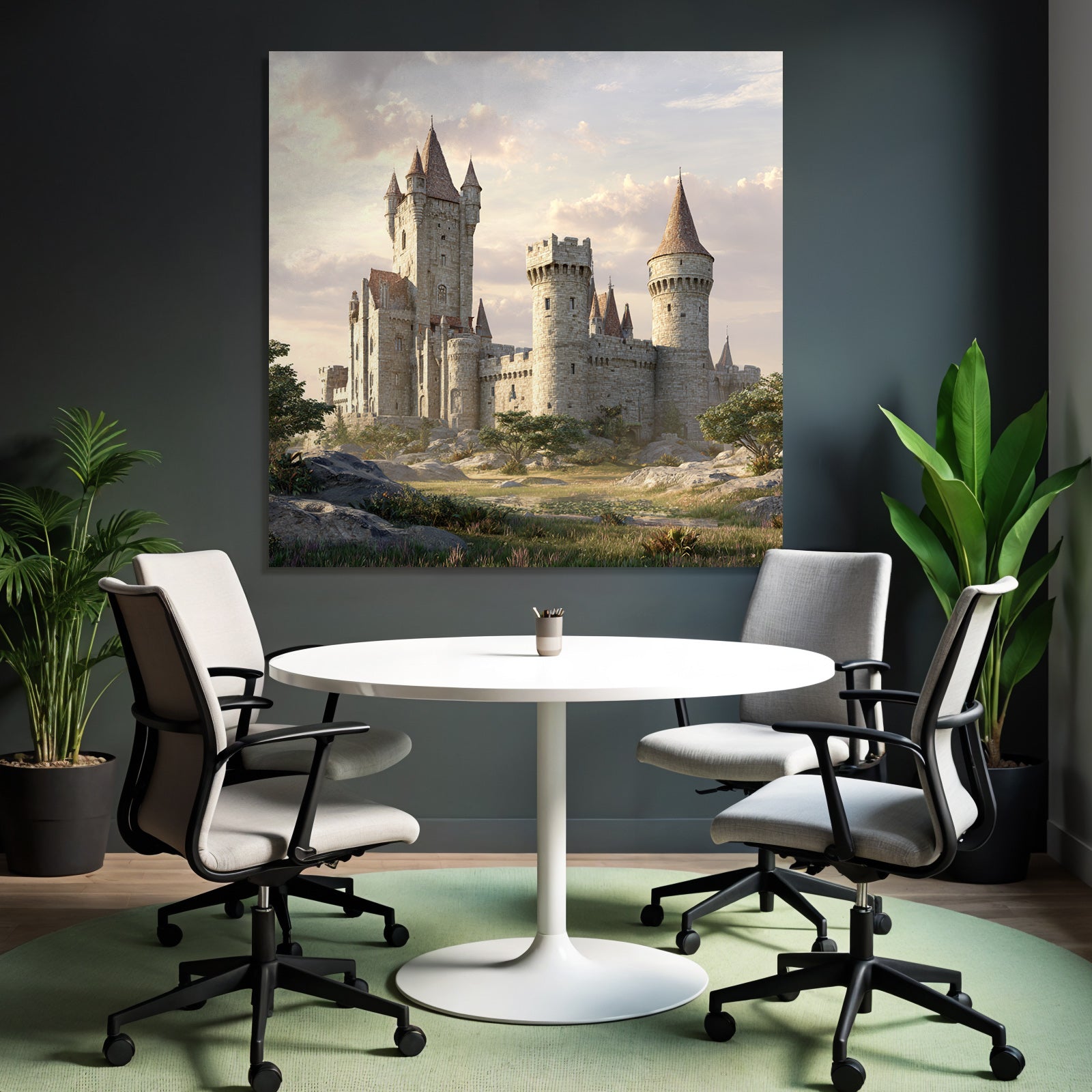 Medieval Castle Surrounded by Green and Rock Sky Historical