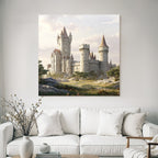 Medieval Castle Surrounded by Green and Rock Sky Historical