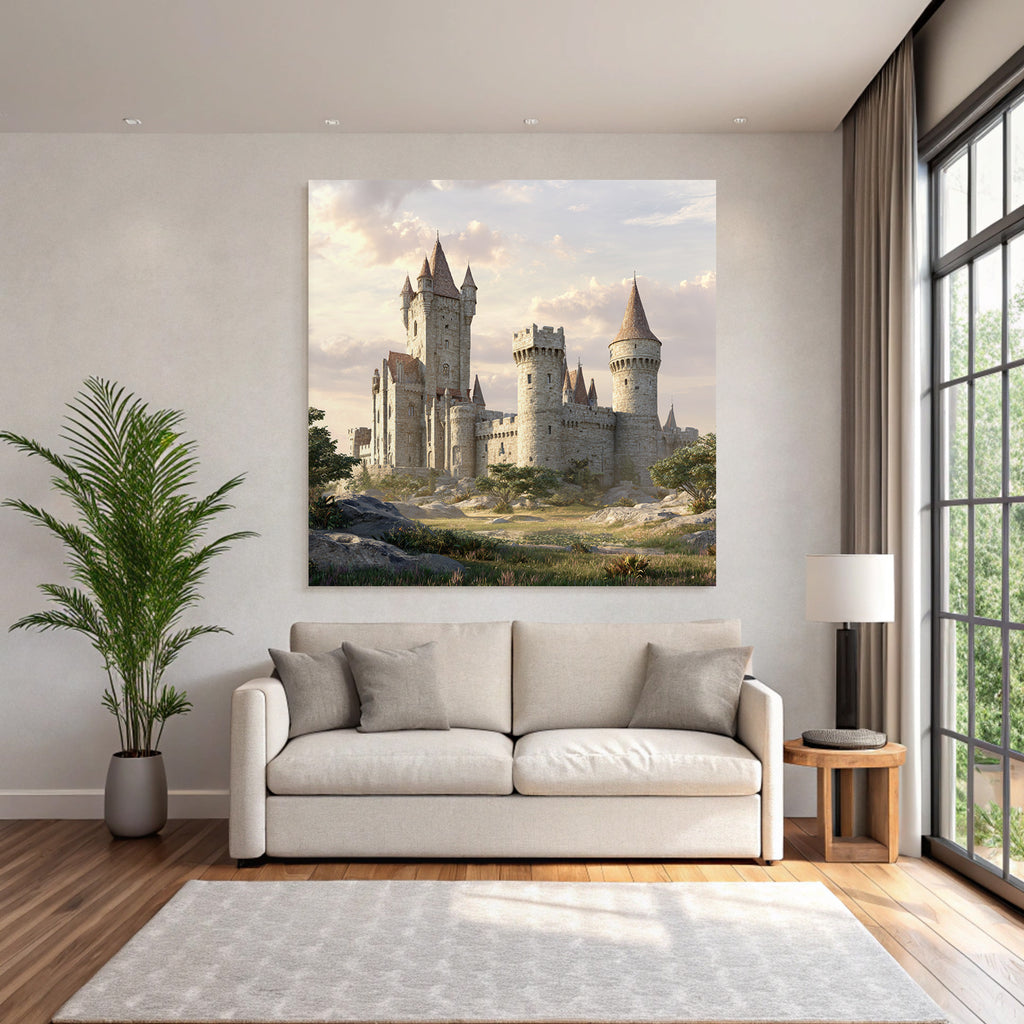 Medieval Castle Surrounded by Green and Rock Sky Historical