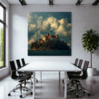 Picturesqü Castle on an island surrounded by water and trees