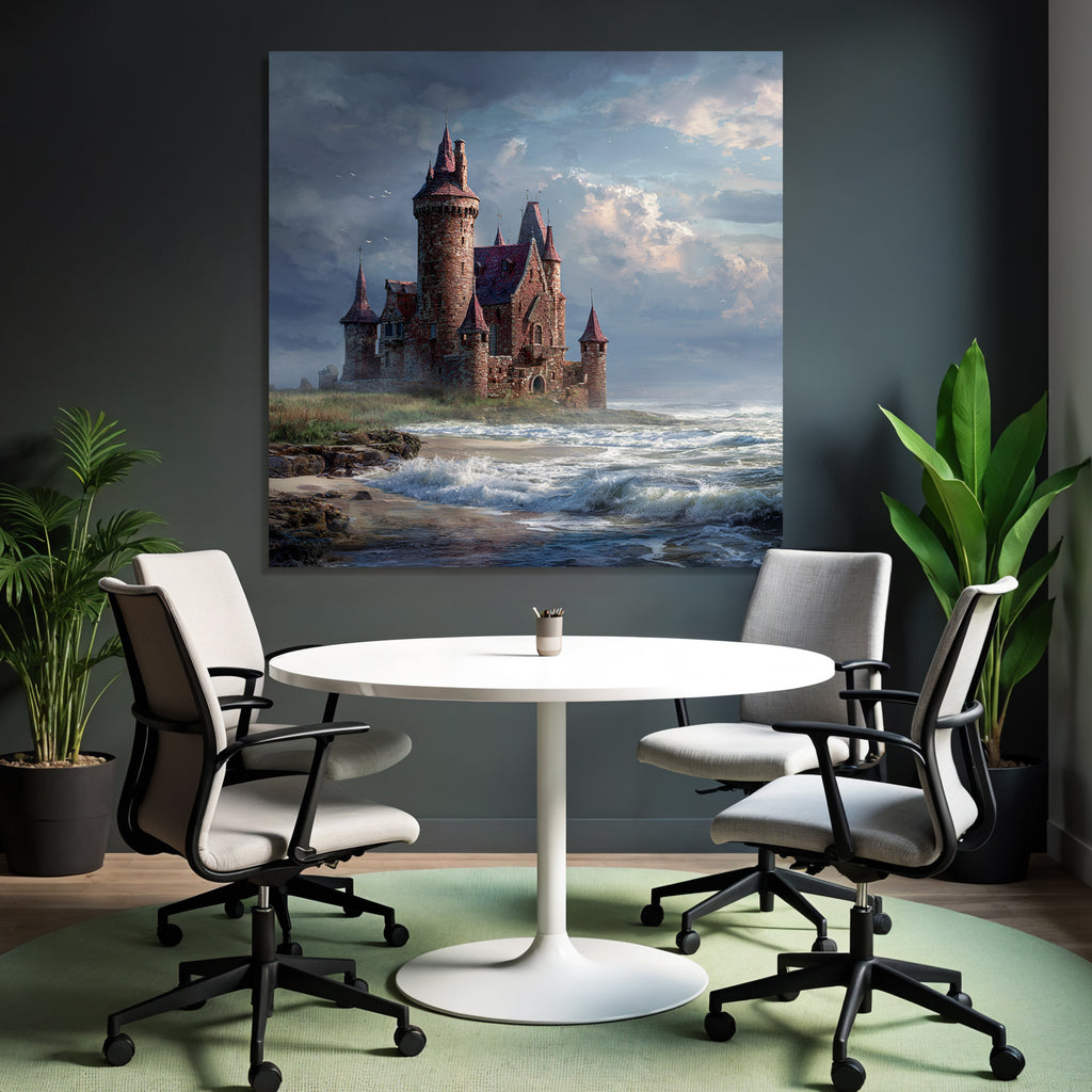 Castle by the Sea with Doors and Clouds Drama Fantasy World