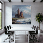 Castle by the Sea with Doors and Clouds Drama Fantasy World