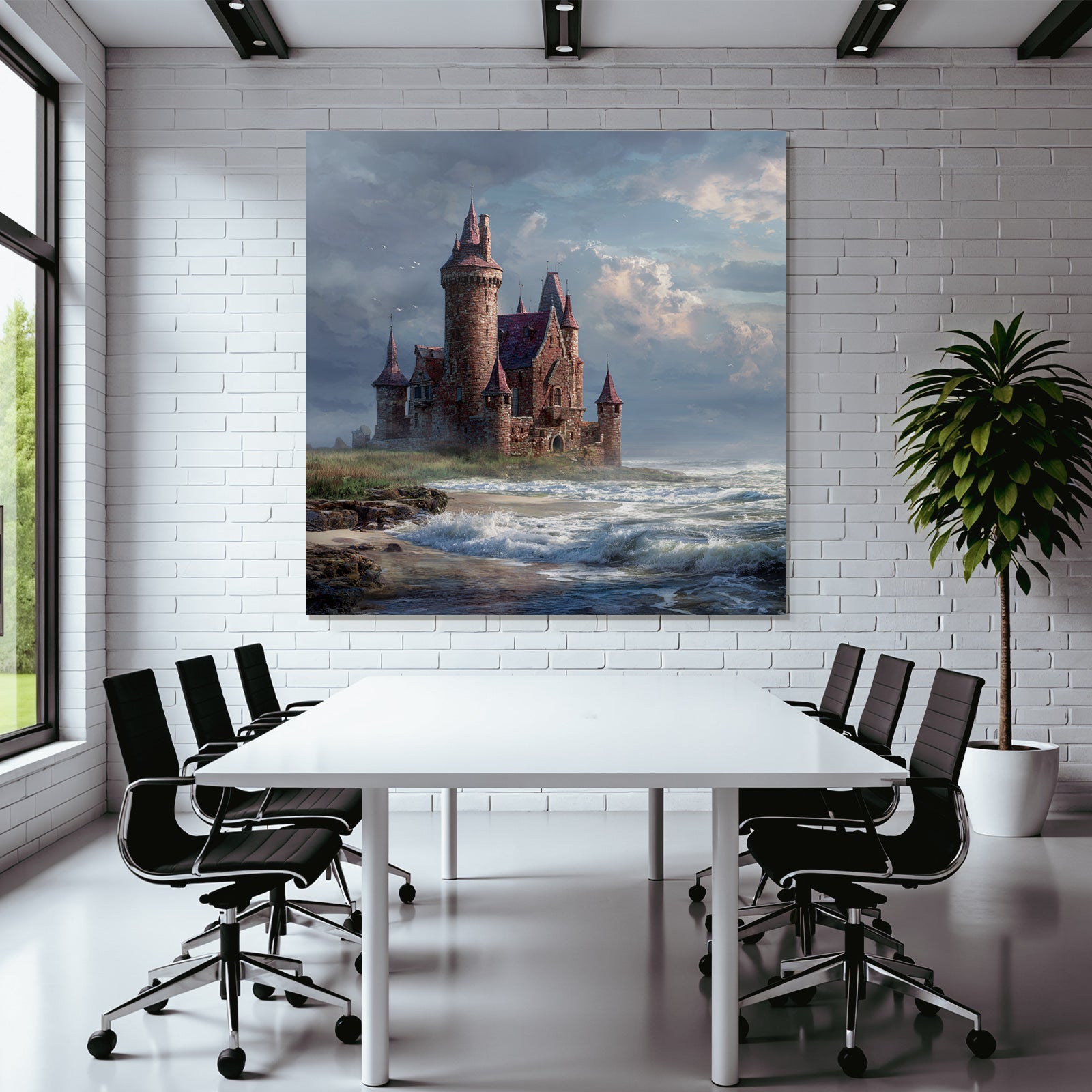 Castle by the Sea with Doors and Clouds Drama Fantasy World
