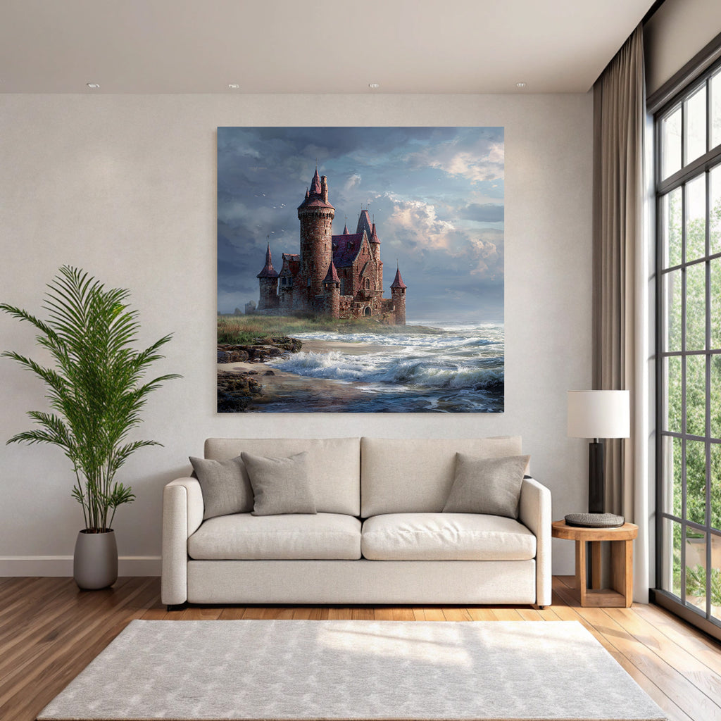 Castle by the Sea with Doors and Clouds Drama Fantasy World