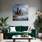 Castle by the Sea with Doors and Clouds Drama Fantasy World
