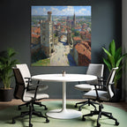 Vibrant Impressionist Painting Cityscape With And Green Sky