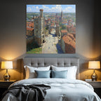 Vibrant Impressionist Painting Cityscape With And Green Sky