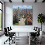 Vibrant Impressionist Painting Cityscape With And Green Sky