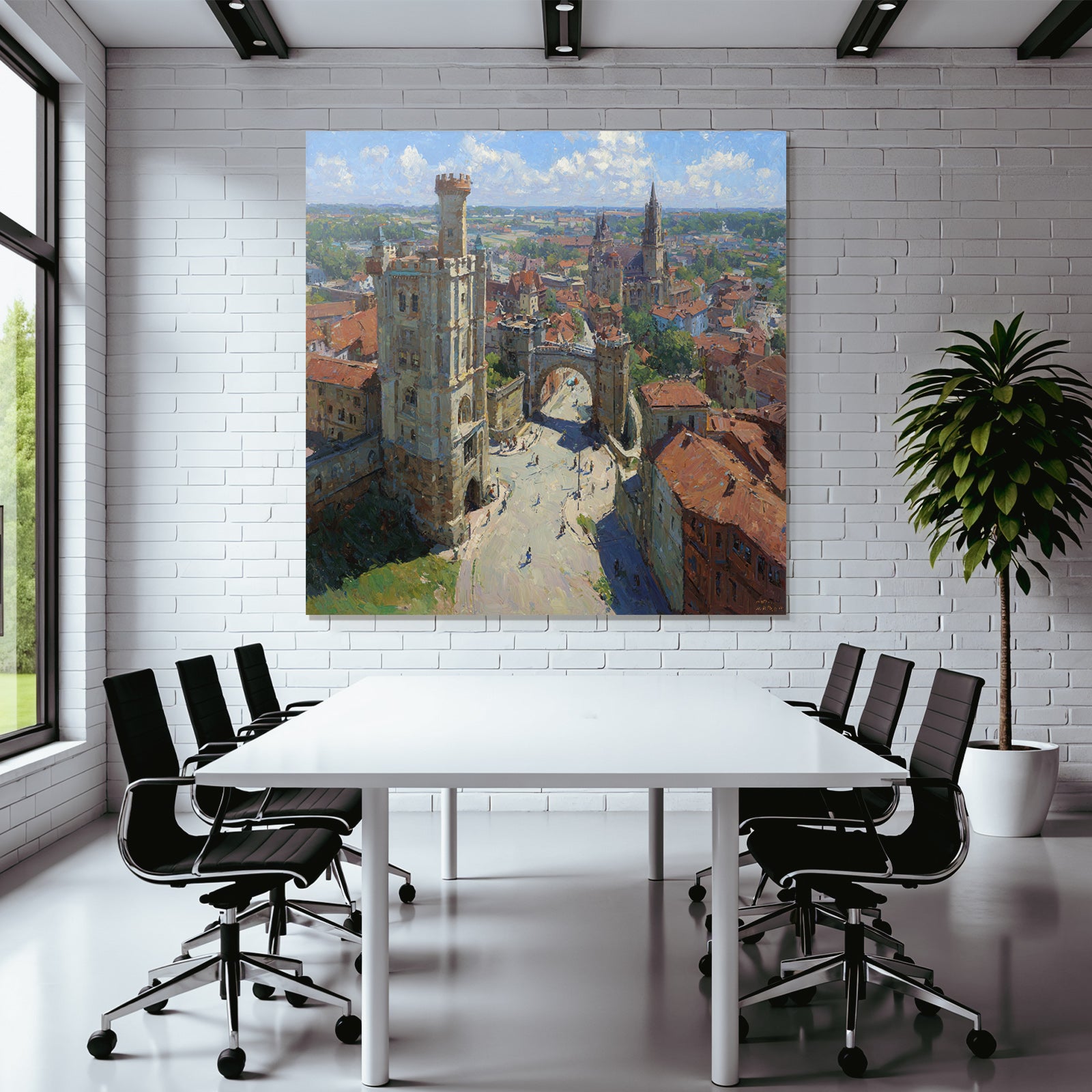 Vibrant Impressionist Painting Cityscape With And Green Sky