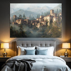Old Village In The Mountains With Rustic And Mist