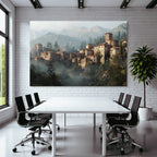 Old Village In The Mountains With Rustic And Mist