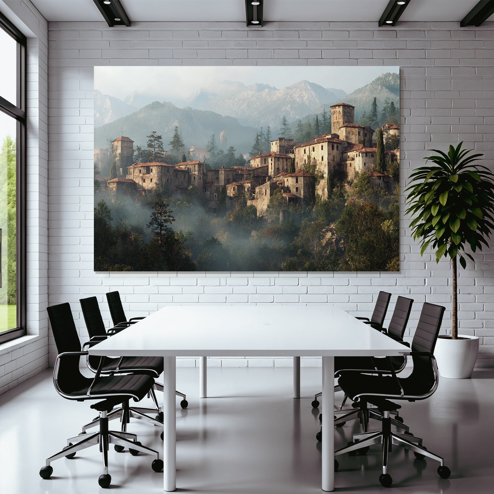 Old Village In The Mountains With Rustic And Mist