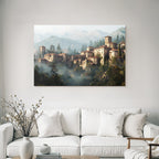Old Village In The Mountains With Rustic And Mist
