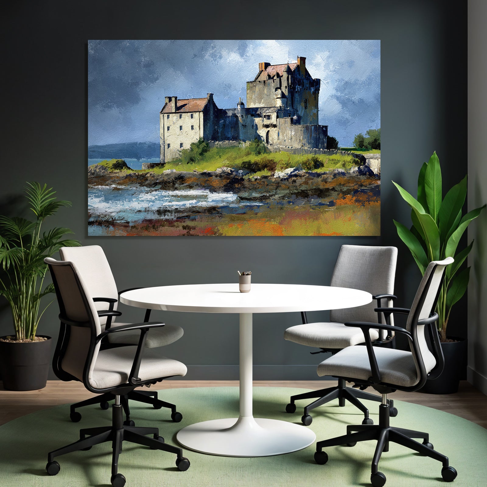 Castle and Water Impressionist Painting