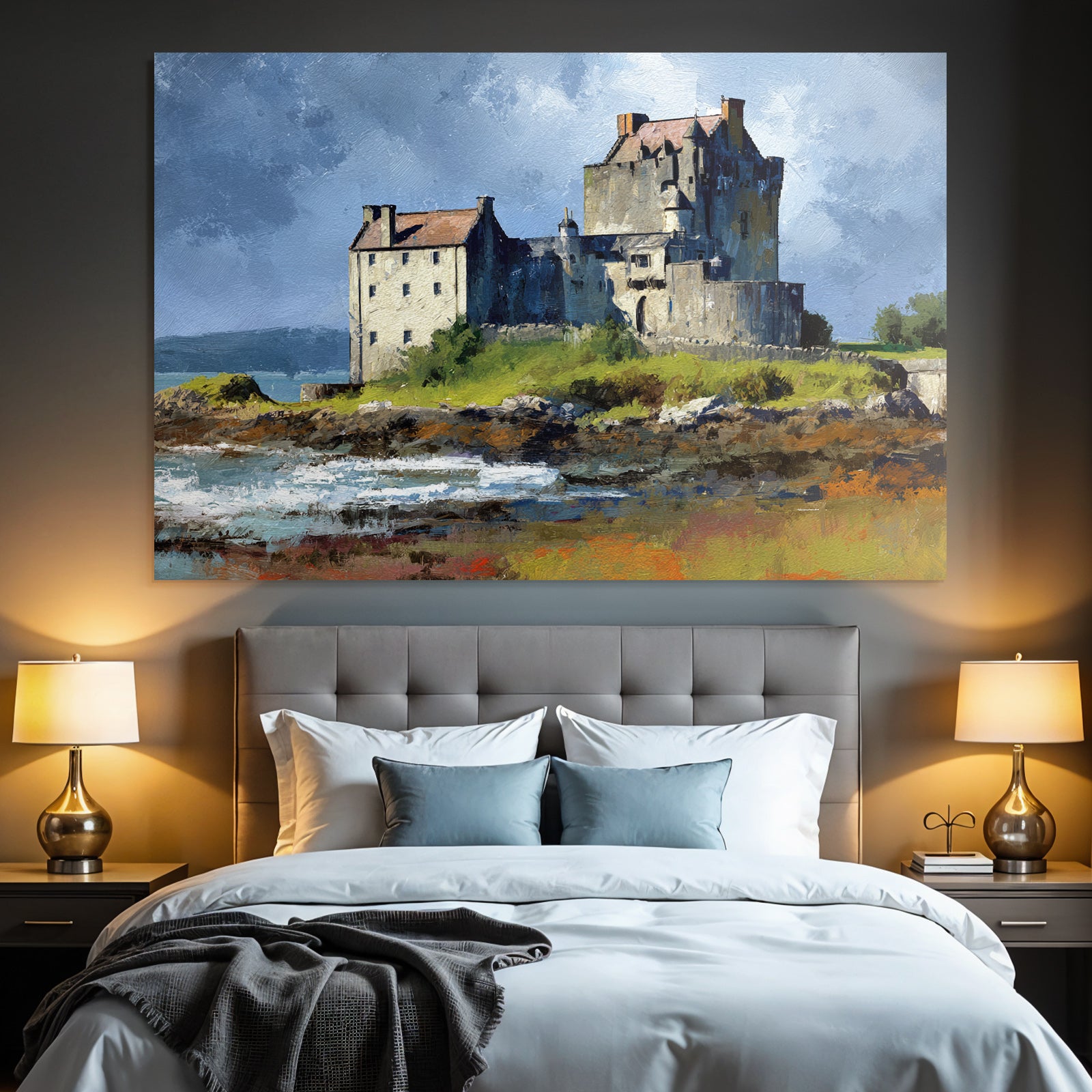 Castle and Water Impressionist Painting
