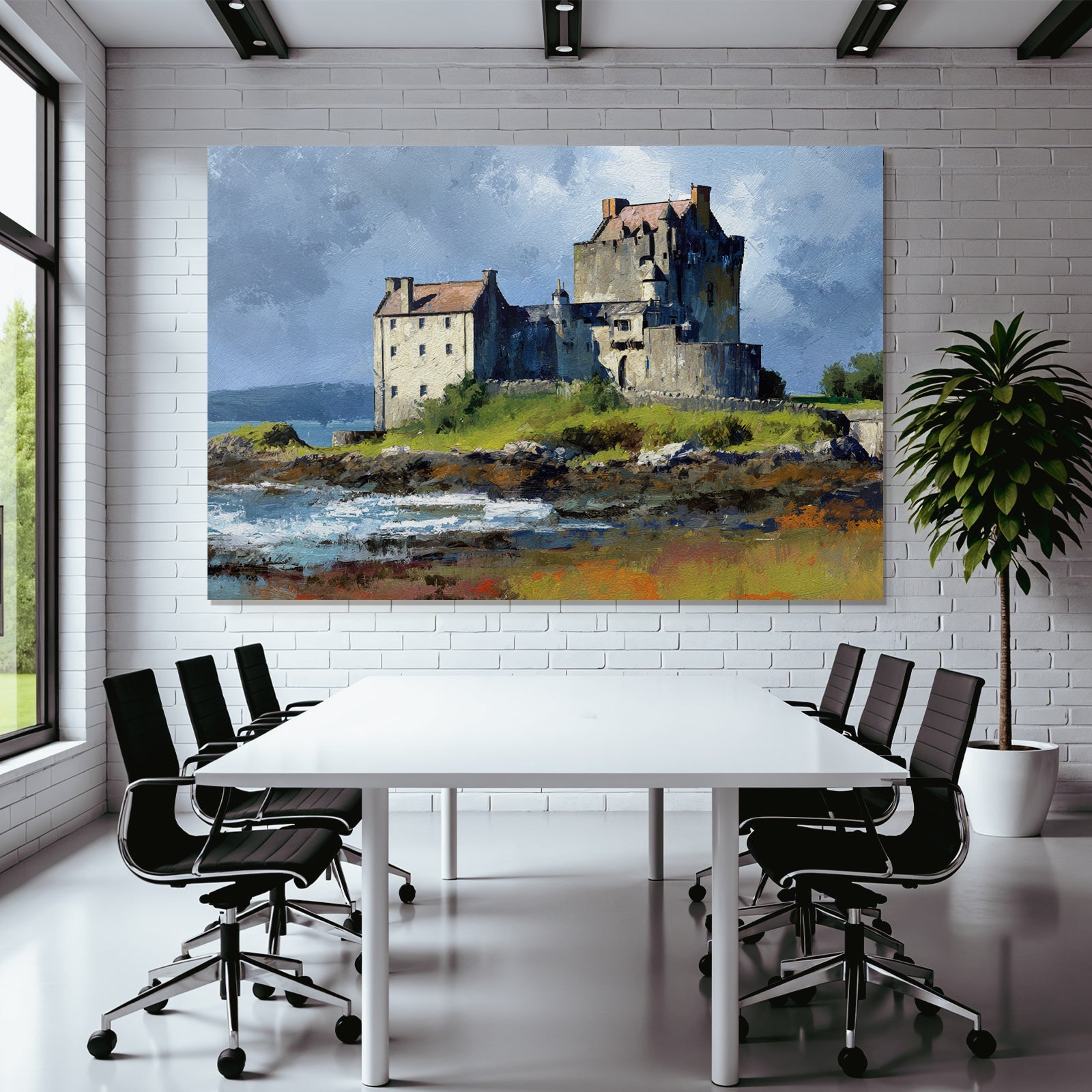 Castle and Water Impressionist Painting