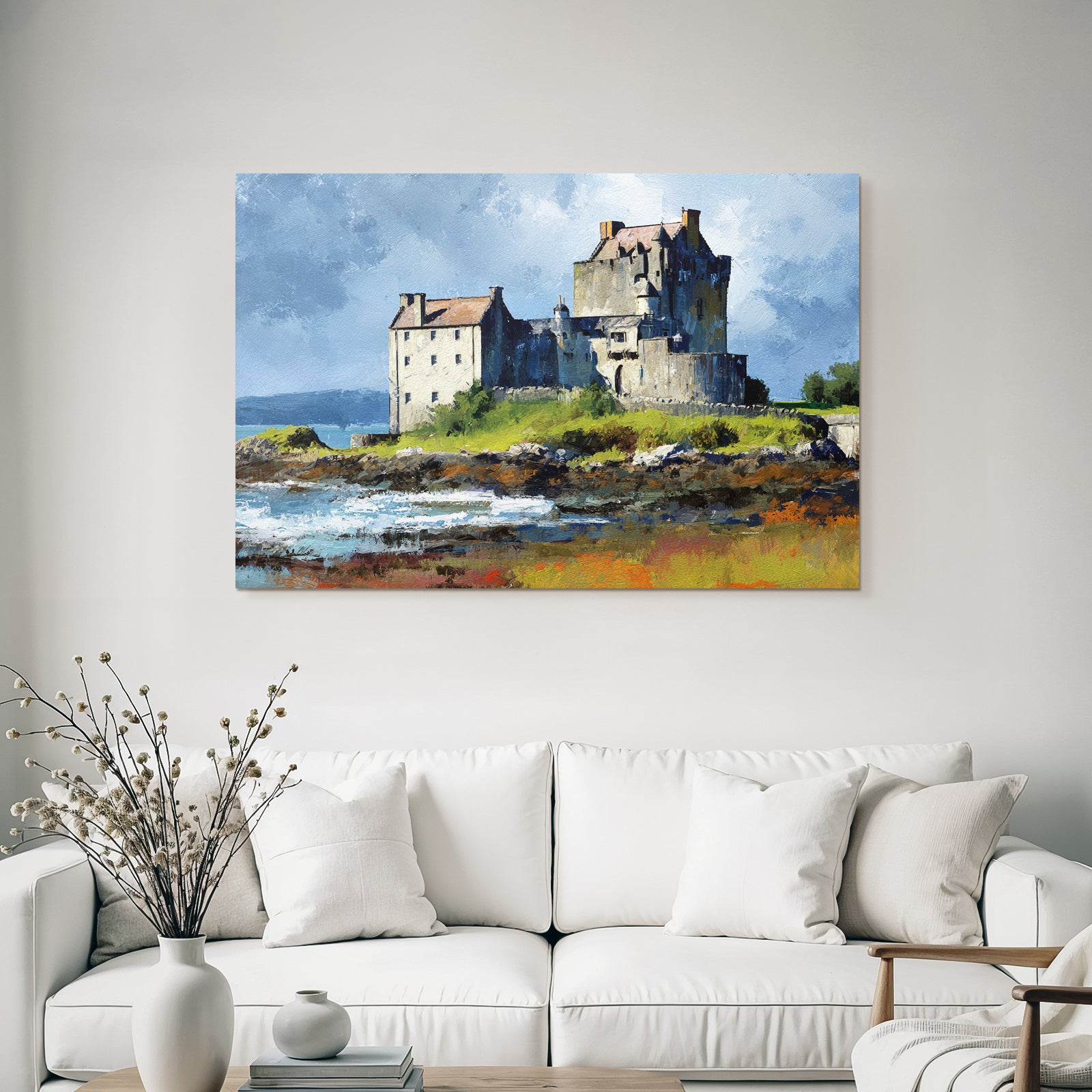 Castle and Water Impressionist Painting