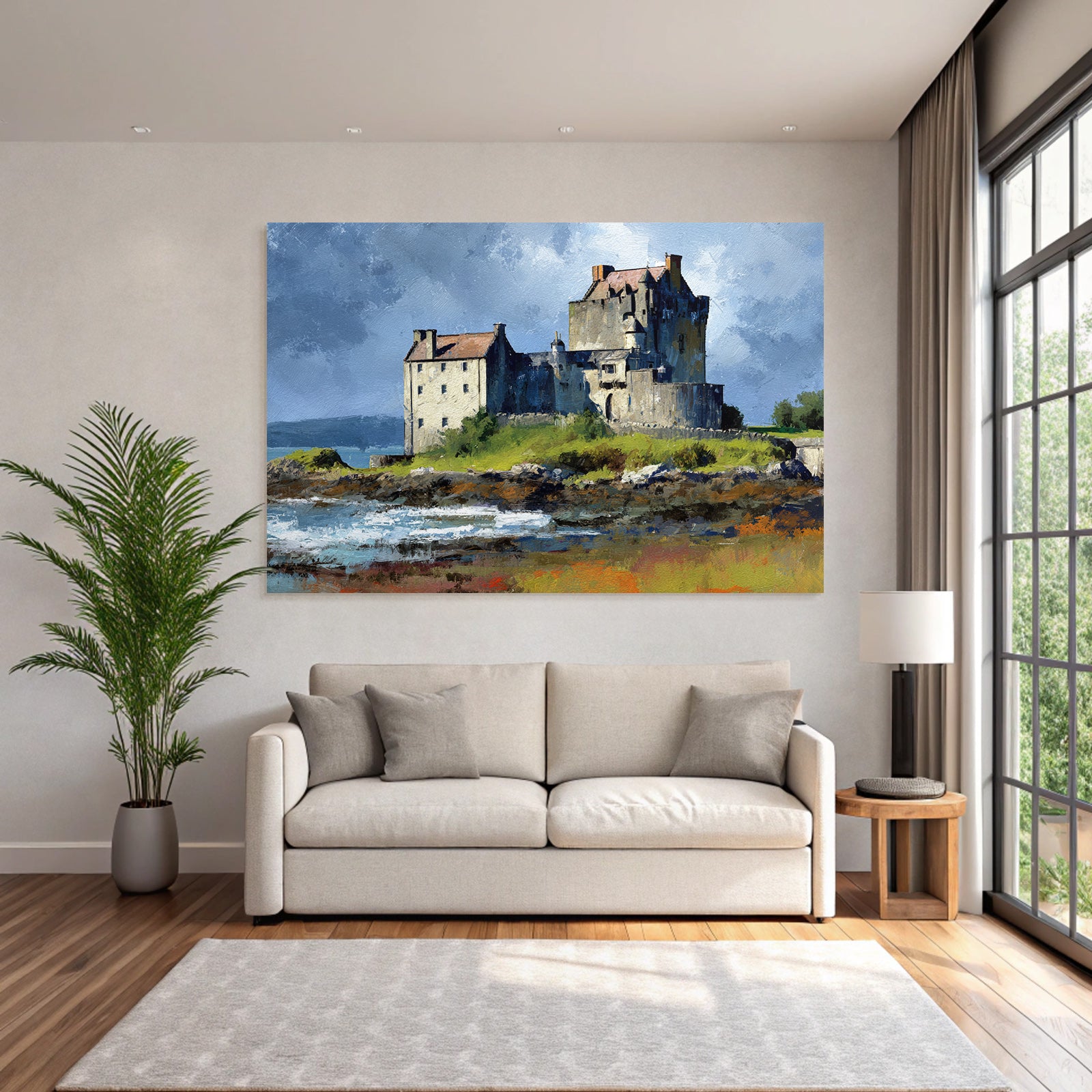 Castle and Water Impressionist Painting