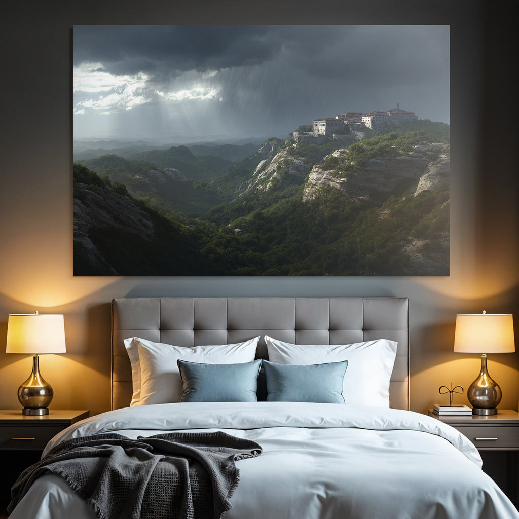 Dramatic Landscape Montan Thunderstorm Monastery Rock Grünery