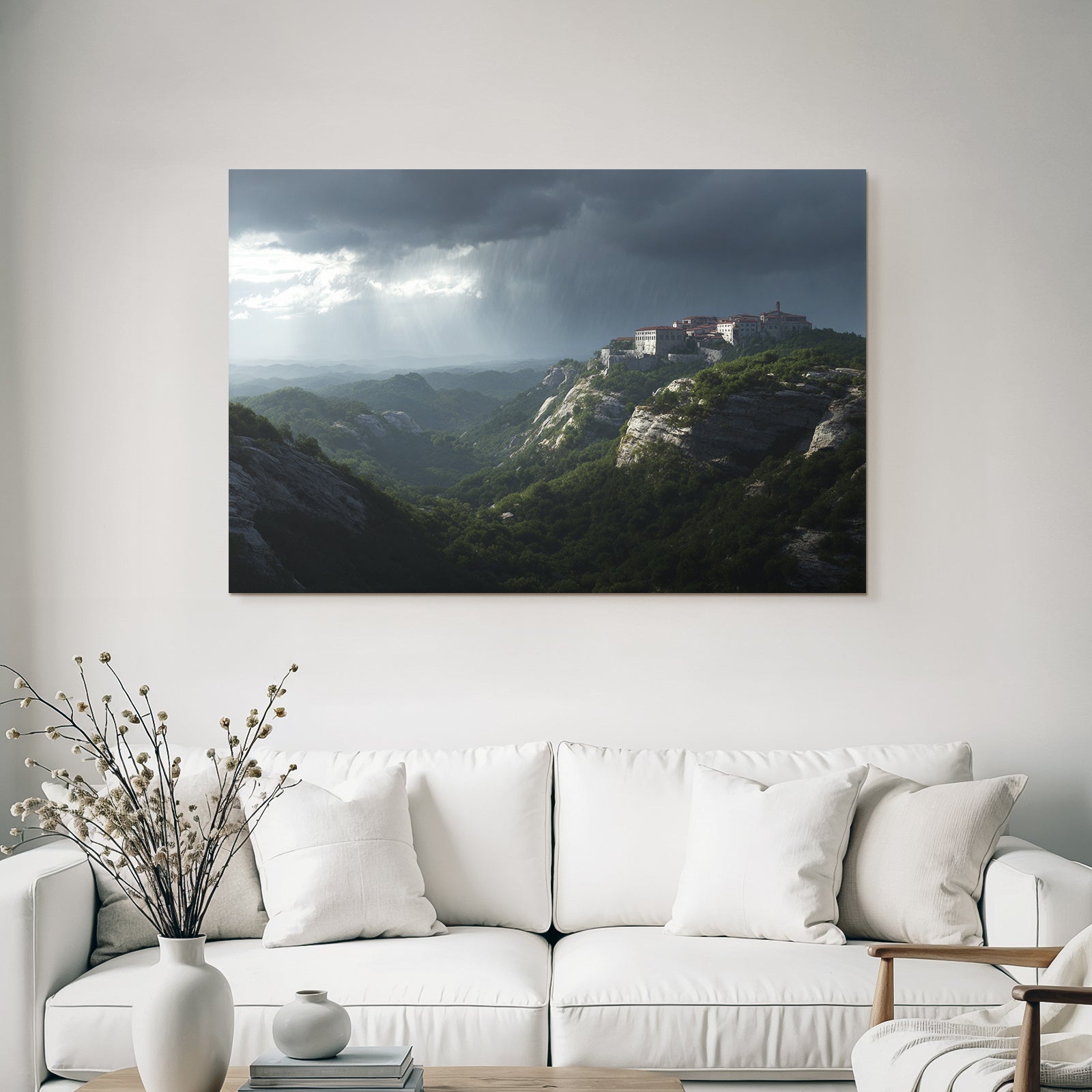 Dramatic Landscape Montan Thunderstorm Monastery Rock Grünery