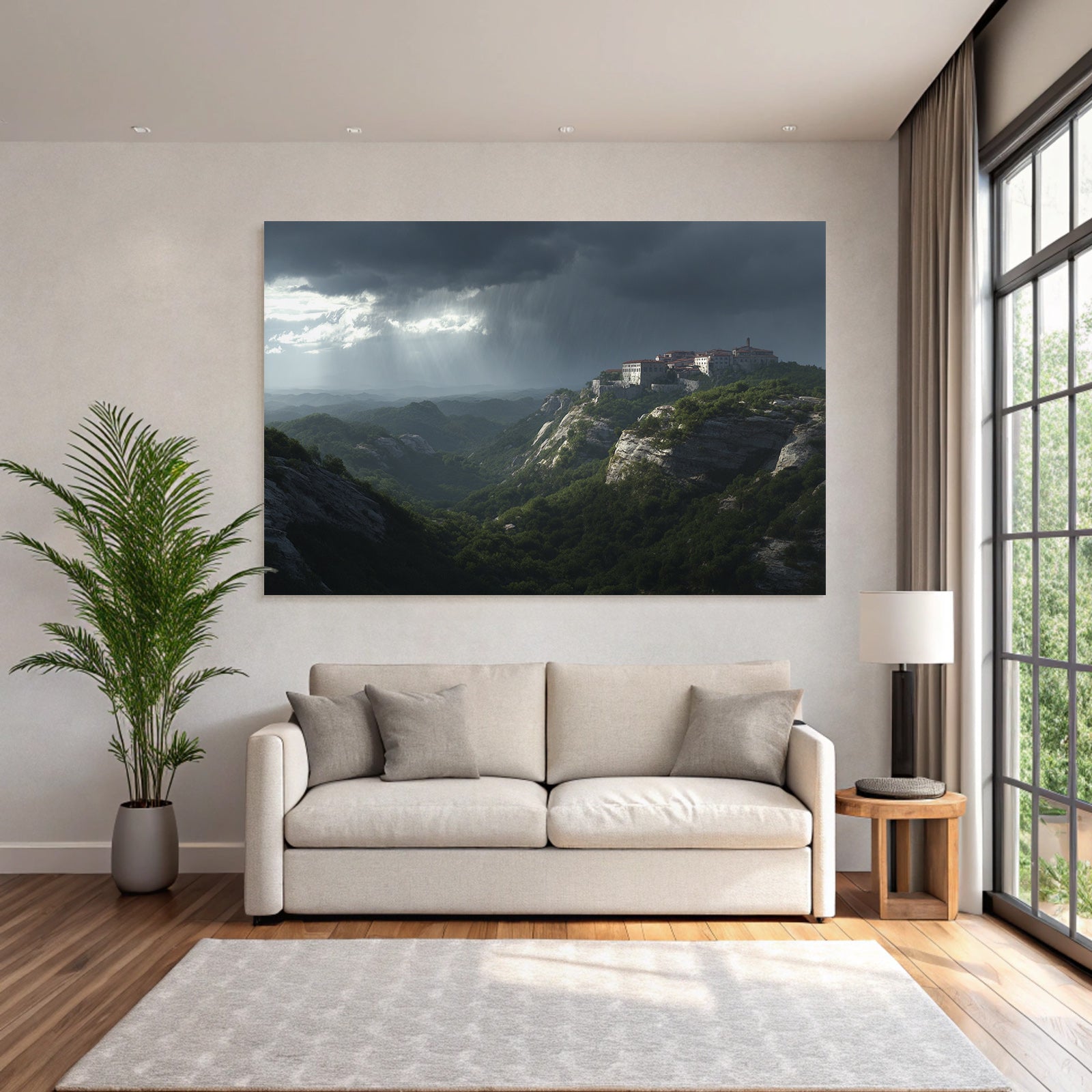 Dramatic Landscape Montan Thunderstorm Monastery Rock Grünery