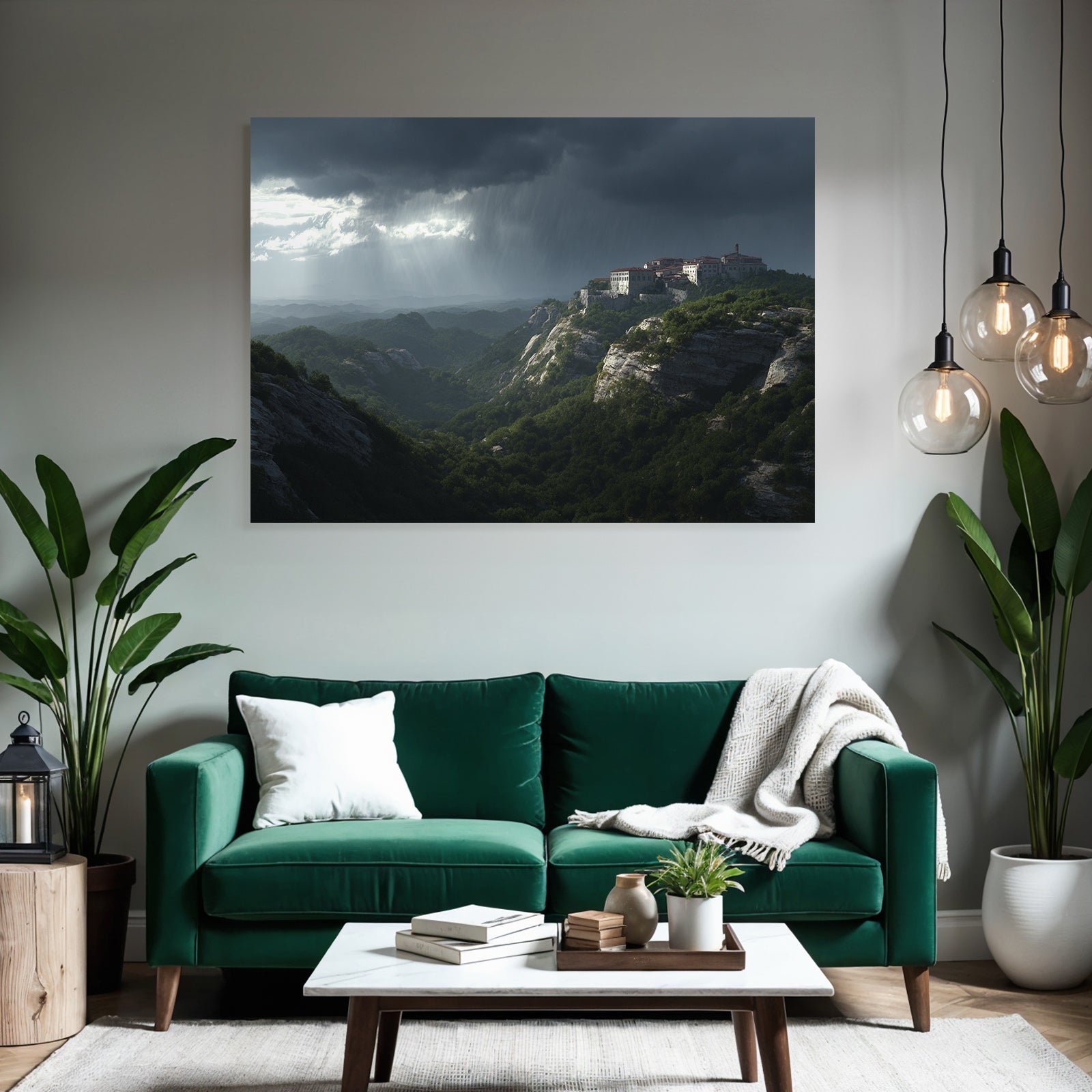 Dramatic Landscape Montan Thunderstorm Monastery Rock Grünery