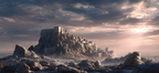 Dramatische Landschaft Mit Burg Auf Felsen Mystische Atmosphäre | Scloesser und Burgen | Architektur