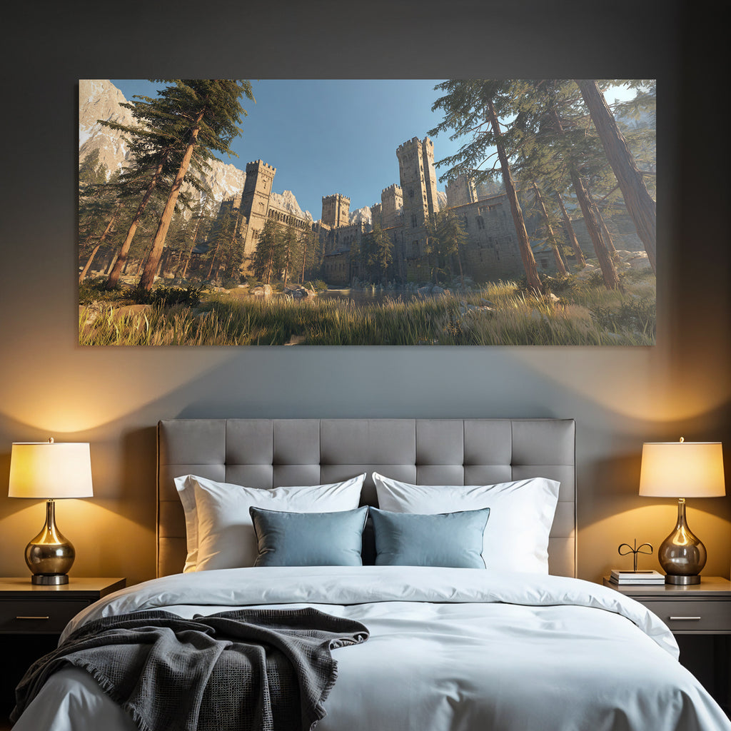 Grandiose Castle in Montanland Shaft with Towers and Fantasy